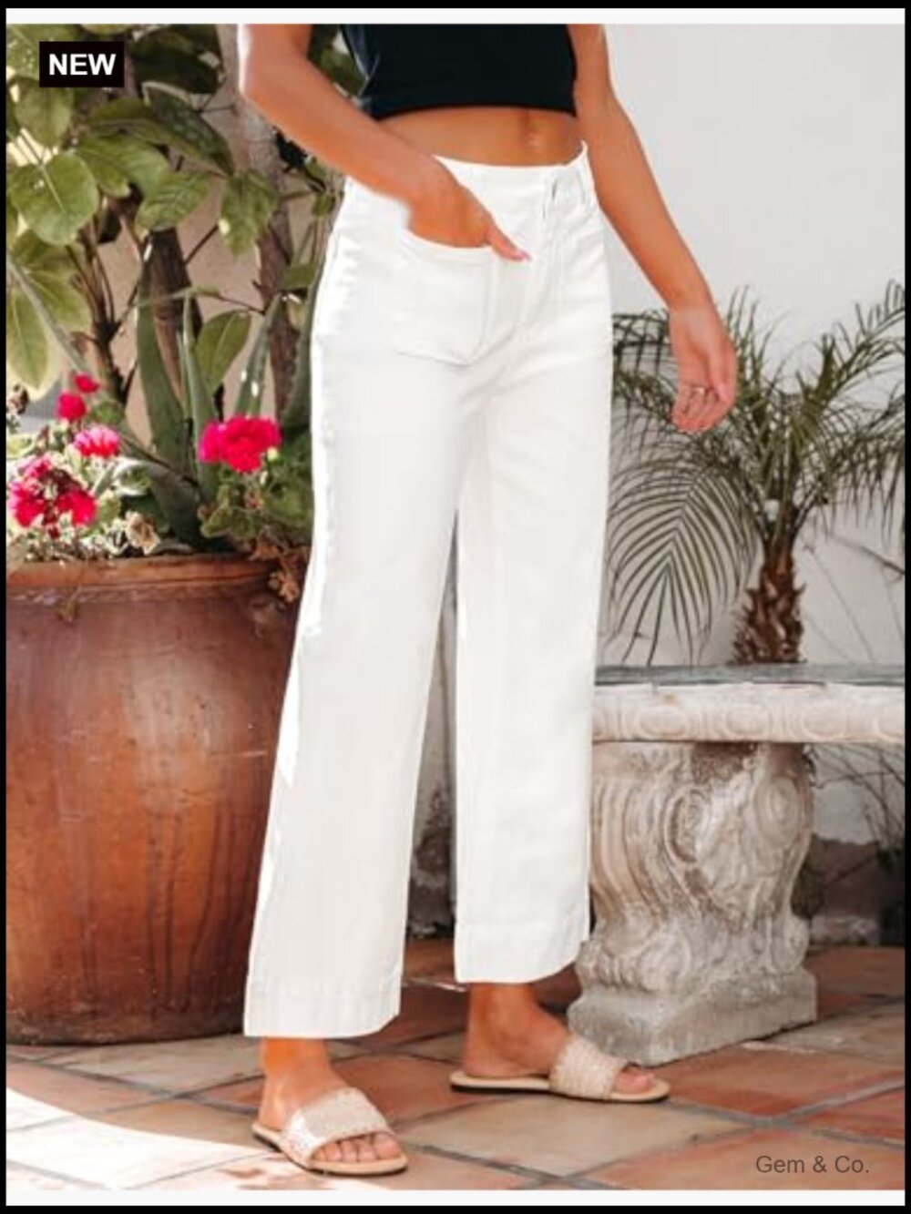 High Waisted Flare Jeans for Women Trendy Wide Leg Cropped Denim Pants Stretchy - Picture 2 of 7